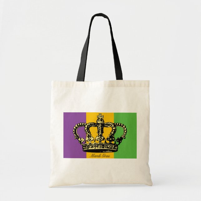 Mardi Gras Flag Crown Tote Bag (Front)