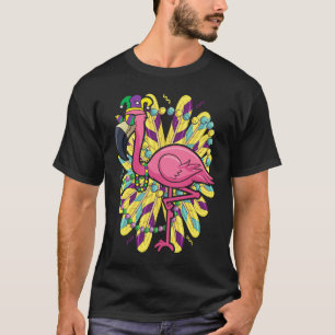 Mardi Gras flamingo jester hat Carnival Party T-Shirt