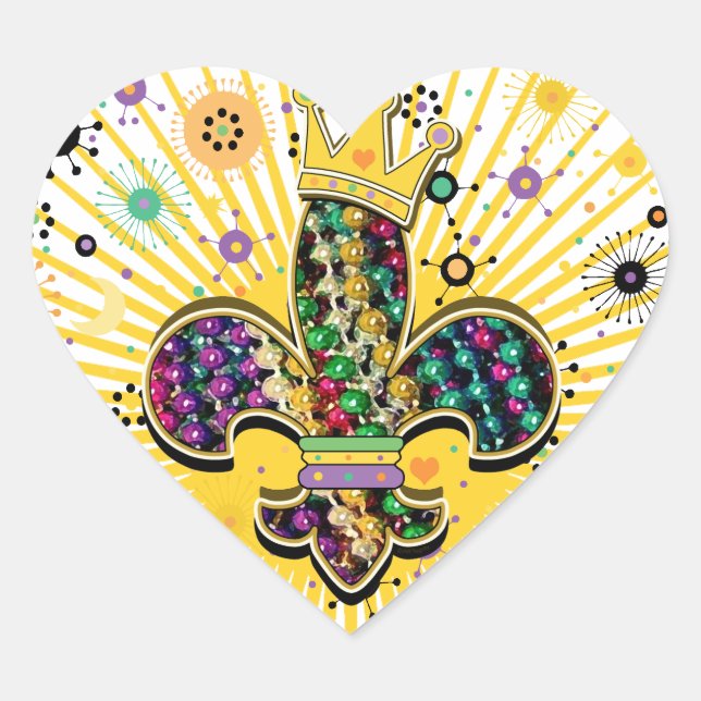 Mardi Gras Fleur Celebrate gifts Heart Sticker (Front)