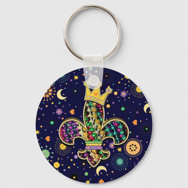 Mardi Gras Fleur Celebrate Key Ring (Front)