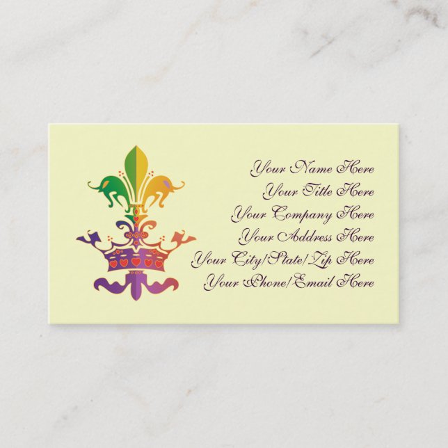 Mardi Gras Fleur de CROWN Business Card (Front)