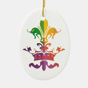 Mardi Gras Fleur de Crown Ceramic Tree Decoration
