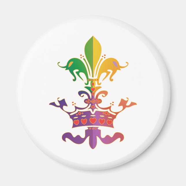 Mardi Gras Fleur de Crown Magnet (Front)