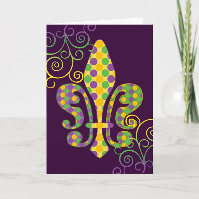 Mardi Gras Fleur de Dots Card (Front)