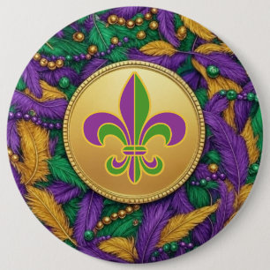 Mardi Gras Fleur de lis 6 Cm Round Badge