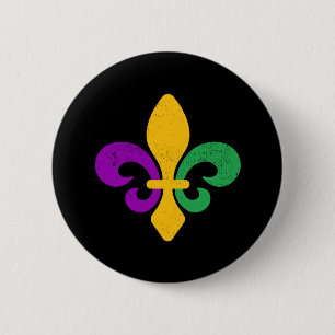 Mardi Gras Fleur De Lis 6 Cm Round Badge