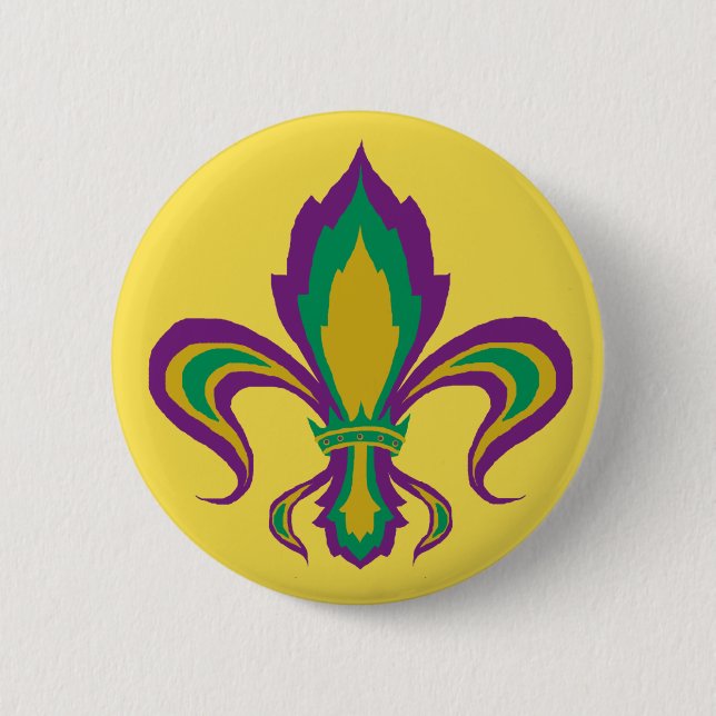 Mardi Gras Fleur De Lis 6 Cm Round Badge (Front)