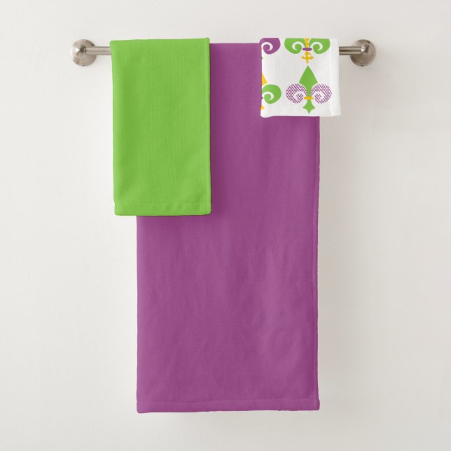 Mardi Gras Fleur de Lis Bath Towel Set (Insitu)