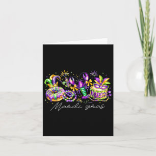 Mardi Gras Fleur De Lis Beads Louisiana Festival C Card