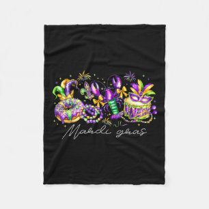 Mardi Gras Fleur De Lis Beads Louisiana Festival C Fleece Blanket