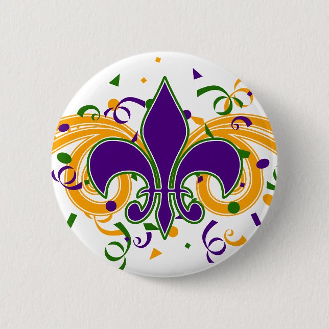Mardi Gras Fleur-de-Lis Button (Front)