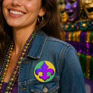 Mardi Gras Fleur De Lis Buttons