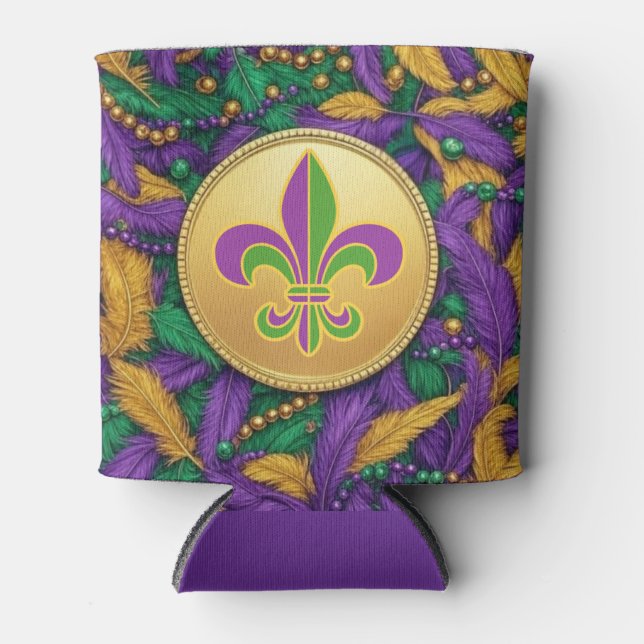 Mardi Gras Fleur de lis Can Cooler (Front)