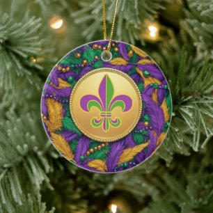 Mardi Gras Fleur de lis Ceramic Tree Decoration