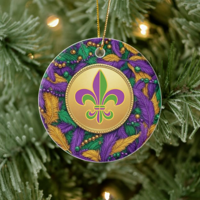 Mardi Gras Fleur de lis Ceramic Tree Decoration (Tree)