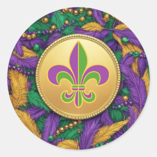 Mardi Gras Fleur de lis Classic Round Sticker