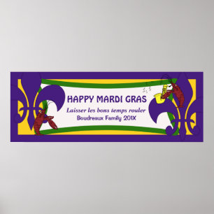 Mardi Gras Fleur de Lis Crawfish Party Banner Poster