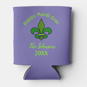 Mardi Gras Fleur de Lis Custom Can Cooler Favour