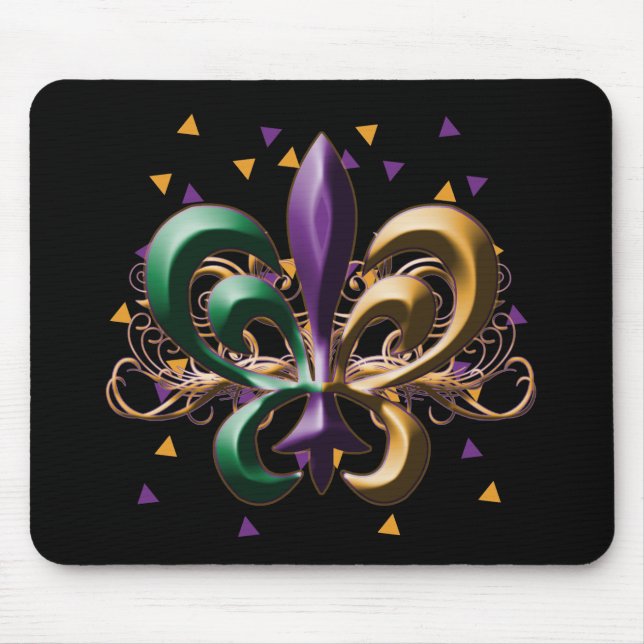 Mardi Gras Fleur de Lis Design Mouse Mat (Front)