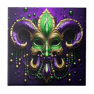 Mardi Gras Fleur De Lis Design Tile