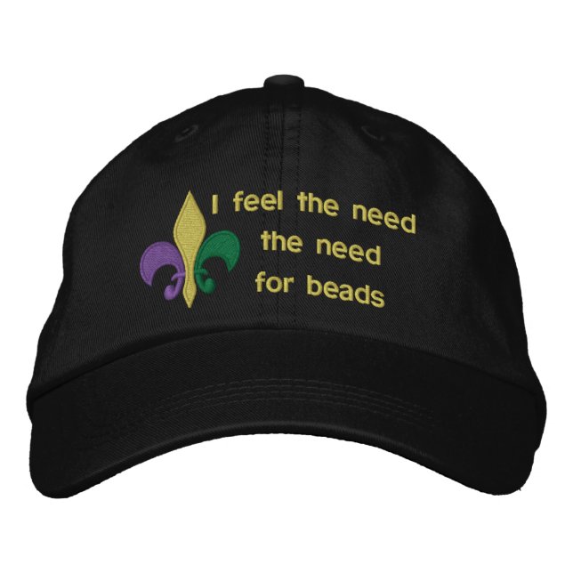 Mardi Gras ~ Fleur De Lis Embroidered Hat (Front)