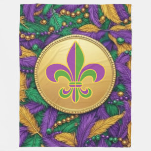 Mardi Gras Fleur de lis Fleece Blanket