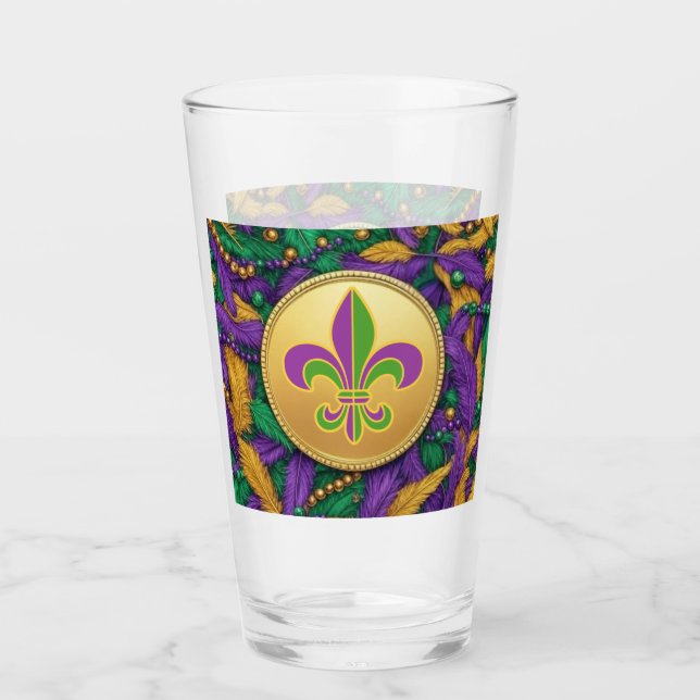 Mardi Gras Fleur de lis Glass (Front)