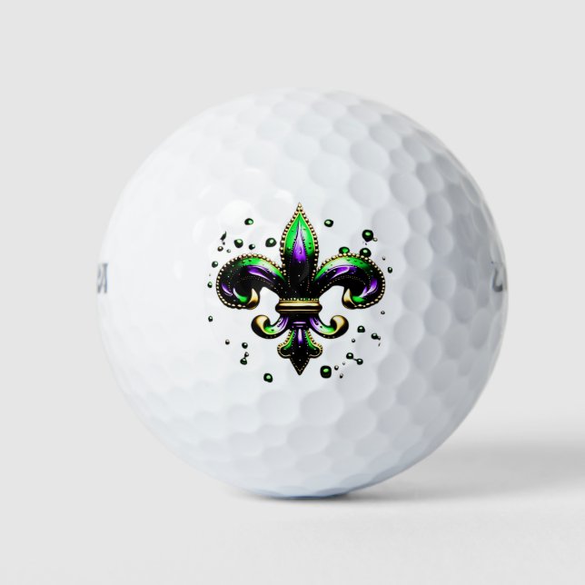 Mardi Gras Fleur De Lis Golf Balls (Front)
