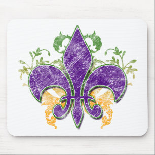 Mardi Gras Fleur-de-Lis Grunge Mousepad