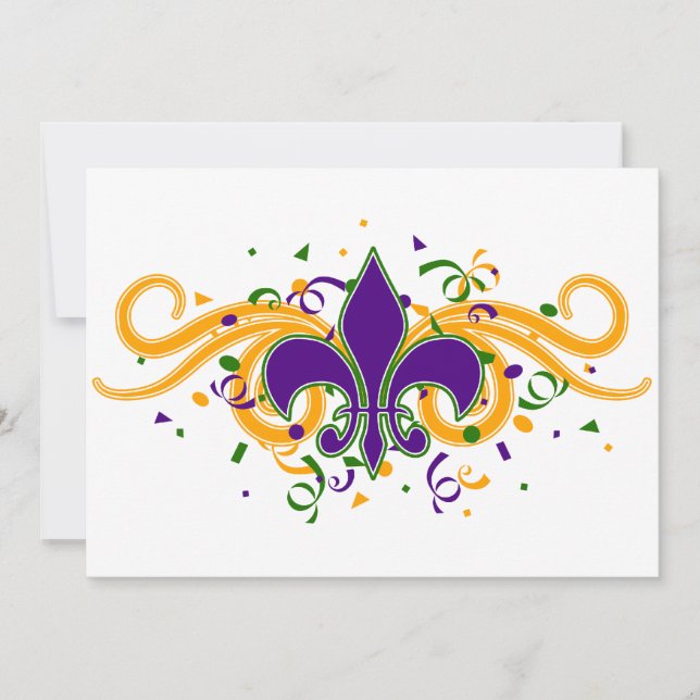 Mardi Gras Fleur-de-Lis Invitation (Front)