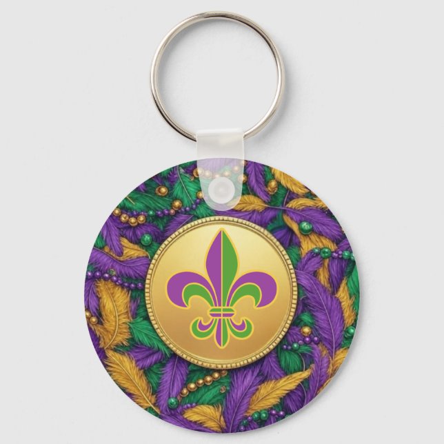 Mardi Gras Fleur de lis Key Ring (Front)