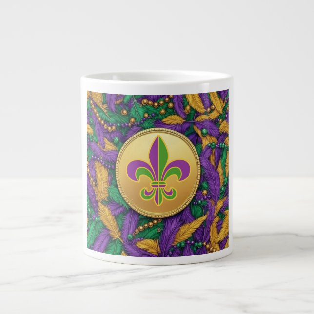 Mardi Gras Fleur de lis Large Coffee Mug (Front)