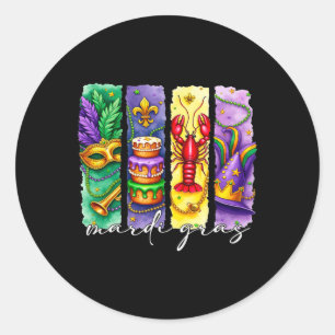 Mardi Gras Fleur De Lis Mask King Cake Crawfish Lo Classic Round Sticker