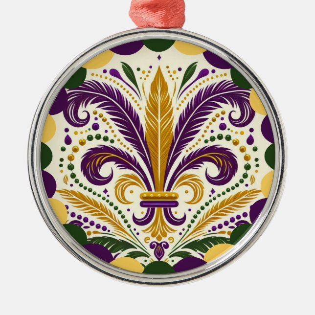 Mardi Gras fleur-de-lis  Metal Tree Decoration (Front)