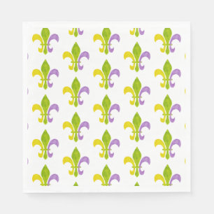 Mardi Gras Fleur de Lis on White Napkin