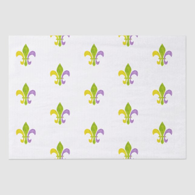 Mardi Gras Fleur de Lis on White Tissue Paper (Front)