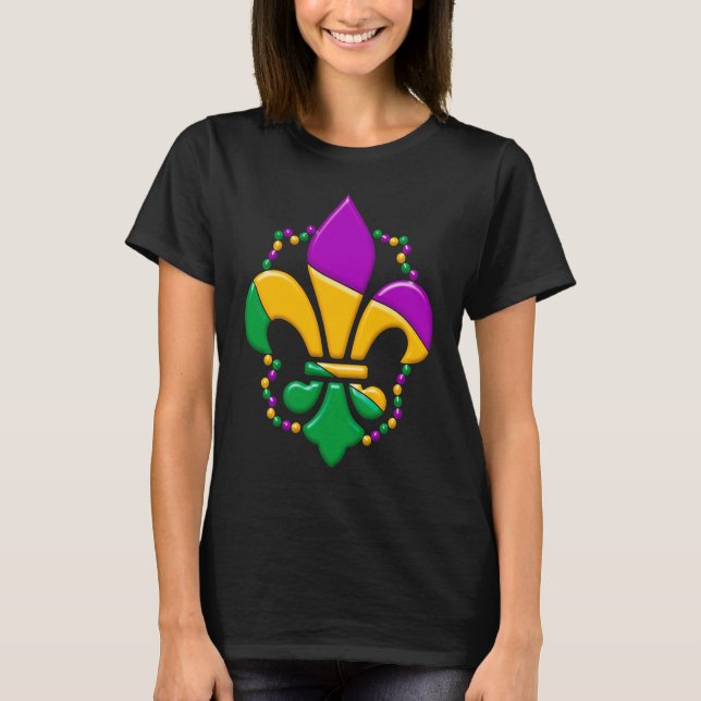 Mardi Gras Fleur De Lis Paint Splatter Girl Boy Me T-Shirt (Front)