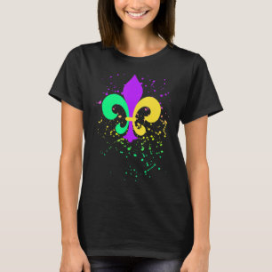 Mardi Gras Fleur De Lis Paint Splatter NOLA T-Shirt