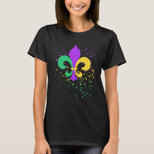 Mardi Gras Fleur De Lis Paint Splatter Nola T-Shirt