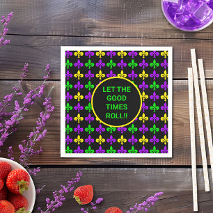 Mardi Gras Fleur de Lis Pattern Custom Text Napkin
