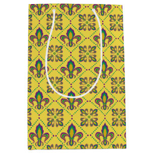 Mardi Gras Fleur De Lis Pattern Medium Gift Bag