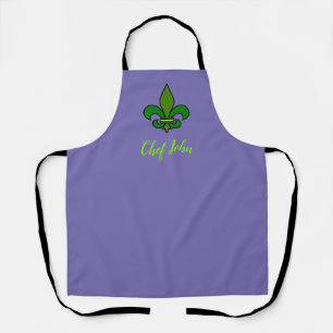 Mardi Gras Fleur de Lis Purple and Green Apron