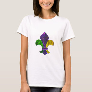 Mardi Gras Fleur De Lis Purple Green Yellow T-Shirt