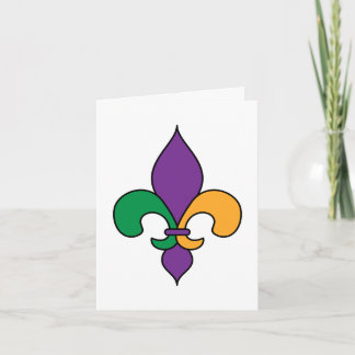 Mardi Gras Fleur de Lis Purple Yellow Green Card