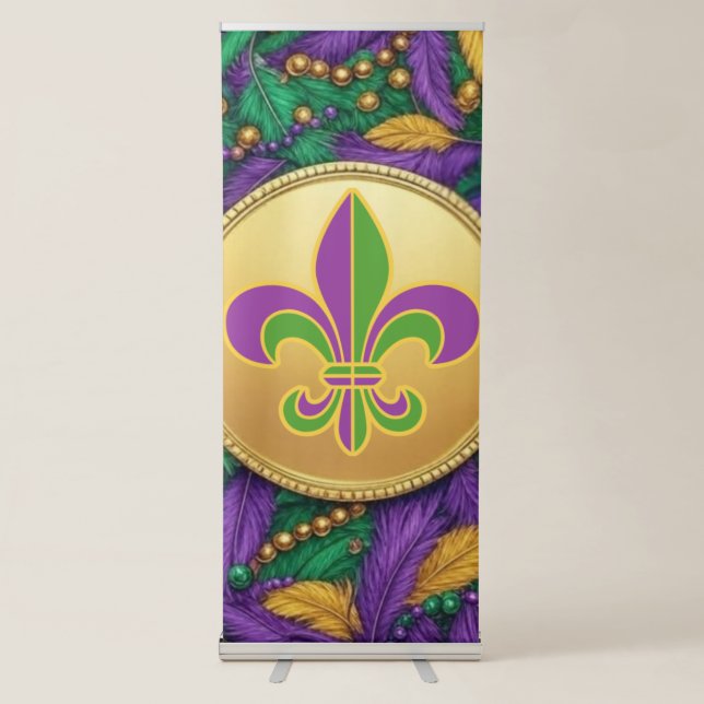 Mardi Gras Fleur de lis Retractable Banner (Front)