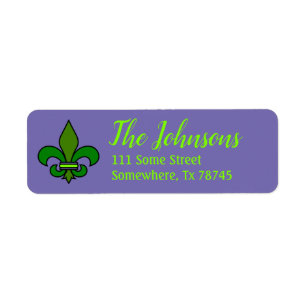 Mardi Gras Fleur de Lis Return Address Labels