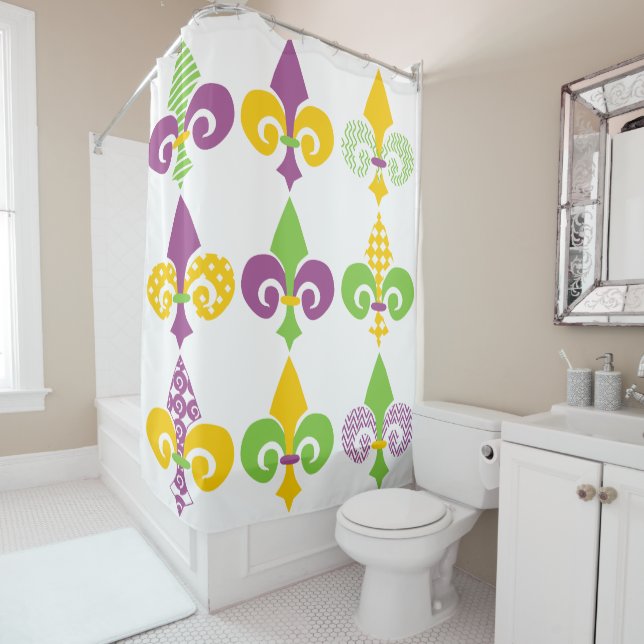 Mardi Gras Fleur de Lis Shower Curtain (In Situ)