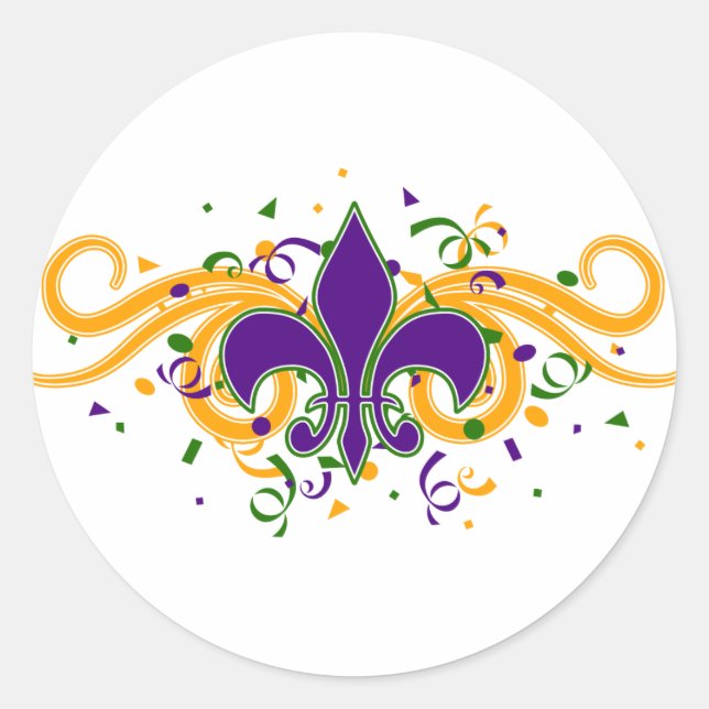 Mardi Gras Fleur-de-Lis Sticker (Front)