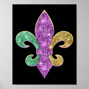 Mardi Gras Fleur De Lis Symbol Louisiana Carnival  Poster