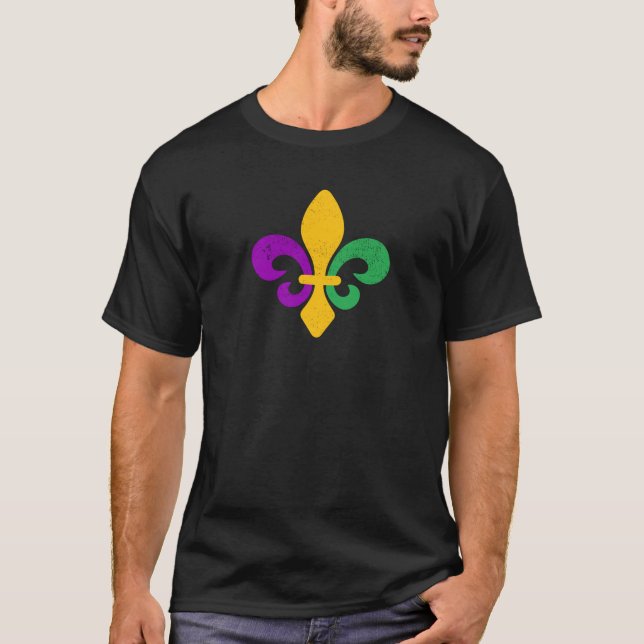 Mardi Gras Fleur De Lis T-Shirt (Front)